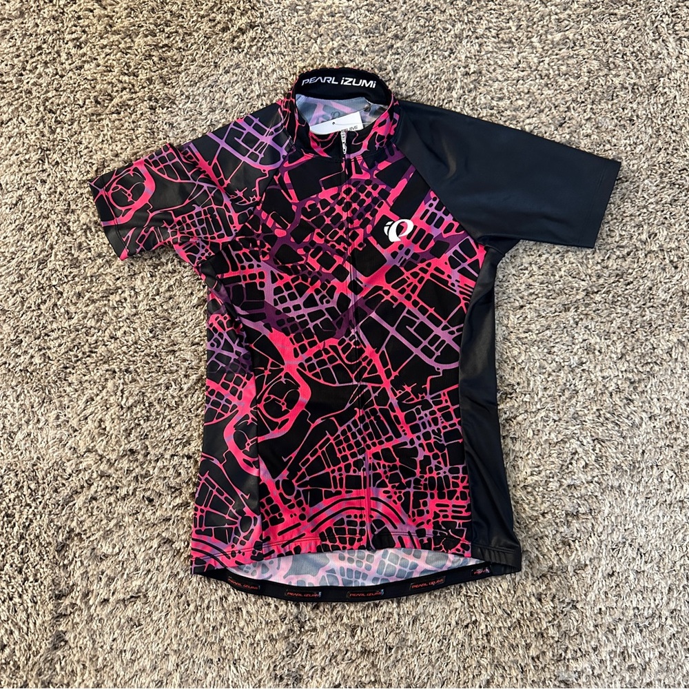 W’s Pearl Izumi Pink and Black Patterned Jersey - NWT